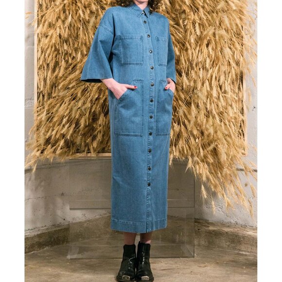 Mara Hoffman Hemp-Organic Cotton Denim Dress XS/S - Picture 2 of 9